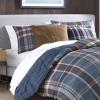 imageEddie Bauer  Twin Comforter Set Microsuede Bedding with Matching Sham OekoTex Certified Dorm Essentials Cabin Plaid GreyMedium Indigo