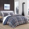 imageEddie Bauer  Twin Comforter Set Microsuede Bedding with Matching Sham OekoTex Certified Dorm Essentials Cabin Plaid GreyMedium Indigo