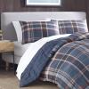 imageEddie Bauer  Twin Comforter Set Microsuede Bedding with Matching Sham OekoTex Certified Dorm Essentials Cabin Plaid GreyMedium Indigo