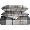 imageEddie Bauer  Twin Comforter Set Microsuede Bedding with Matching Sham OekoTex Certified Dorm Essentials Cabin Plaid GreyNormandy Plaid Grey