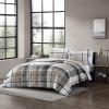 imageEddie Bauer  Twin Comforter Set Microsuede Bedding with Matching Sham OekoTex Certified Dorm Essentials Cabin Plaid GreyNormandy Plaid Grey