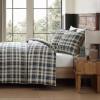 imageEddie Bauer  Twin Comforter Set Microsuede Bedding with Matching Sham OekoTex Certified Dorm Essentials Cabin Plaid GreyPort Gamble Indigo