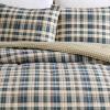imageEddie Bauer  Twin Comforter Set Microsuede Bedding with Matching Sham OekoTex Certified Dorm Essentials Cabin Plaid GreyPort Gamble Indigo