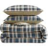 imageEddie Bauer  Twin Comforter Set Microsuede Bedding with Matching Sham OekoTex Certified Dorm Essentials Cabin Plaid GreyPort Gamble Indigo