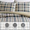 imageEddie Bauer  Twin Comforter Set Microsuede Bedding with Matching Sham OekoTex Certified Dorm Essentials Cabin Plaid GreyPort Gamble Indigo