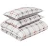 imageEddie Bauer  Twin Comforter Set Microsuede Bedding with Matching Sham OekoTex Certified Dorm Essentials Cabin Plaid GreyPortage Bay Grey