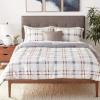 imageEddie Bauer  Twin Comforter Set Microsuede Bedding with Matching Sham OekoTex Certified Dorm Essentials Cabin Plaid GreyPortage Bay Grey
