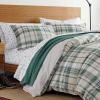imageEddie Bauer  Twin Comforter Set Microsuede Bedding with Matching Sham OekoTex Certified Dorm Essentials Cabin Plaid GreyTimbers Plaid Green