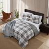 imageEddie Bauer  Twin Comforter Set Microsuede Bedding with Matching Sham OekoTex Certified Dorm Essentials Cabin Plaid GreyTimbers Plaid Green