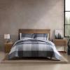 imageEddie Bauer  Oversized Queen Comforter Set 7 Piece Bed in a Bag Bedding Set Easy Care Cotton Percale Blend UltraSoft Breathable Fabrics Plaid Grey QueenOversized Plaid Grey
