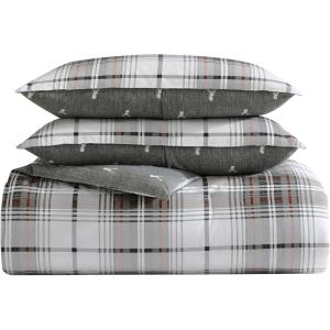 imageEddie Bauer  Twin Comforter Set Microsuede Bedding with Matching Sham OekoTex Certified Dorm Essentials Cabin Plaid GreyAlder Plaid GreyRed