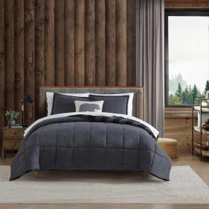 imageEddie Bauer  Twin Comforter Set Microsuede Bedding with Matching Sham OekoTex Certified Dorm Essentials Cabin Plaid GreyCabin Plaid Grey