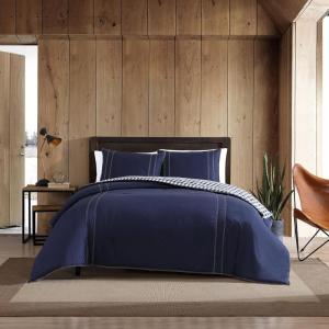 imageEddie Bauer  Twin Comforter Set Microsuede Bedding with Matching Sham OekoTex Certified Dorm Essentials Cabin Plaid GreyKingston Navy