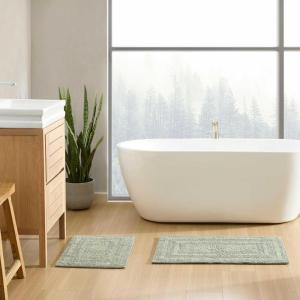 imageEddie Bauer  Runner Rug Soft Plush Tufted Bathroom Rug with SkidResistant Backing Quick Dry ampamp Super Absorbent Logan Olive Green 22quot x 60quotLogan Olive Green