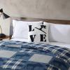 imageEddie Bauer  Decorative Pillow Textured Square Throw Pillow with Zipper Closure ampamp Loop Embroidery Home Decor for Couch or Bed Love Ski Blue 20quot x 20quotLove Ski Blue
