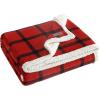 imageEddie Bauer  Throw Blanket Embossed Ultra Soft Plush Bedding Luxurious Bedding Set OekoTex Certified Geese Green 50quot x 70quotBunkhouse Plaid Red