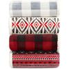 imageEddie Bauer  Throw Blanket Embossed Ultra Soft Plush Bedding Luxurious Bedding Set OekoTex Certified Geese Green 50quot x 70quotFair Isle RedBlack