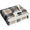 imageEddie Bauer  Throw Blanket Embossed Ultra Soft Plush Bedding Luxurious Bedding Set OekoTex Certified Geese Green 50quot x 70quotRugged Plaid Beige