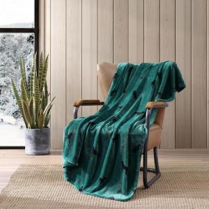 imageEddie Bauer  Throw Blanket Embossed Ultra Soft Plush Bedding Luxurious Bedding Set OekoTex Certified Geese Green 50quot x 70quotBuddy the Dog Green