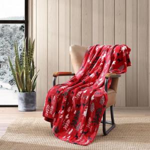 imageEddie Bauer  Throw Blanket Embossed Ultra Soft Plush Bedding Luxurious Bedding Set OekoTex Certified Geese Green 50quot x 70quotDeer Woods Red