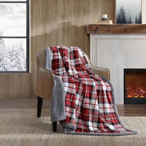 imageEddie Bauer  Throw Blanket Embossed Ultra Soft Plush Bedding Luxurious Bedding Set OekoTex Certified Geese Green 50quot x 70quotParkwood Plaid Red