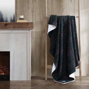 imageEddie Bauer  Throw Blanket Embossed Ultra Soft Plush Bedding Luxurious Bedding Set OekoTex Certified Geese Green 50quot x 70quotTarrytown Plaid Green