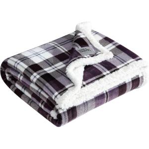 imageEddie Bauer  Throw Blanket Embossed Ultra Soft Plush Bedding Luxurious Bedding Set OekoTex Certified Geese Green 50quot x 70quotTrailhead Plaid Purple