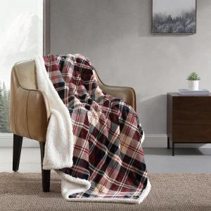 imageEddie Bauer  Throw Blanket Embossed Ultra Soft Plush Bedding Luxurious Bedding Set OekoTex Certified Geese Green 50quot x 70quotTrailhead Plaid Red