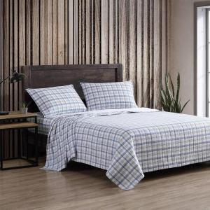 imageEddie Bauer  Twin Sheets Cotton Flannel Bedding Set Brushed For Extra Softness Cozy Home Decor Montlake Plaid TwinBeacon Hill GreyIvory