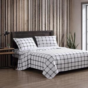 imageEddie Bauer  Twin Sheets Cotton Flannel Bedding Set Brushed For Extra Softness Cozy Home Decor Montlake Plaid TwinBunkhouse Plaid CharcoalWhite