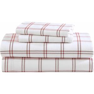 imageEddie Bauer  Twin Sheets Cotton Flannel Bedding Set Brushed For Extra Softness Cozy Home Decor Montlake Plaid TwinWestridge Plaid Orange