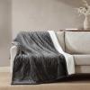 imageEddie Bauer  Heated Blanket UltraSoft Rib Plush Throw Blanket wSolid Sherpa Reverse Knitted Bedding for Couch or Bed w 4 Heat Settings ampamp Auto ShutOff Lookout Mountain Green 50quot x 70quotMountain Valley Grey
