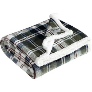 imageEddie Bauer  Blanket Super Soft ampamp Reversible Sherpa Fleece Throw Blanket Oversized Bedding for Couch or Bed Trailhead Plaid Green 50quot x 60quot