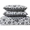 imageEddie Bauer  Twin Quilt Set Cotton Flannel Bedding with Matching Sham Rounded Corners Diamond Corner Stitch Dorm Essentials Mountain Moose GreyWoodblock Floral Black