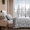 imageEddie Bauer  Twin Quilt Set Cotton Flannel Bedding with Matching Sham Rounded Corners Diamond Corner Stitch Dorm Essentials Mountain Moose GreyWoodblock Floral Black