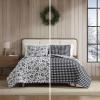 imageEddie Bauer  Twin Quilt Set Cotton Flannel Bedding with Matching Sham Rounded Corners Diamond Corner Stitch Dorm Essentials Mountain Moose GreyWoodblock Floral Black