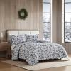 imageEddie Bauer  Twin Quilt Set Cotton Flannel Bedding with Matching Sham Rounded Corners Diamond Corner Stitch Dorm Essentials Mountain Moose GreyWoodblock Floral Black