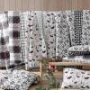 imageEddie Bauer  Twin Quilt Set Cotton Flannel Bedding with Matching Sham Rounded Corners Diamond Corner Stitch Dorm Essentials Mountain Moose GreyWoodblock Floral Black