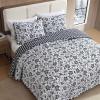imageEddie Bauer  Twin Quilt Set Cotton Flannel Bedding with Matching Sham Rounded Corners Diamond Corner Stitch Dorm Essentials Mountain Moose GreyWoodblock Floral Black