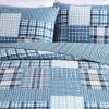 imageEddie Bauer  Twin Quilt Set Naturally Soft Cotton Bedding wa Lightweight Feel for AllYear Comfort Reversible wMatching Pillowcase 2 Piece Bed Set Moose PlaidPinstripePatchwork BlueHawthorne Blue