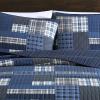imageEddie Bauer  Twin Quilt Set Naturally Soft Cotton Bedding wa Lightweight Feel for AllYear Comfort Reversible wMatching Pillowcase 2 Piece Bed Set Moose PlaidPinstripePatchwork BlueEastmont Navy