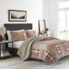 imageEddie Bauer  Twin Quilt Set Naturally Soft Cotton Bedding wa Lightweight Feel for AllYear Comfort Reversible wMatching Pillowcase 2 Piece Bed Set Moose PlaidPinstripePatchwork BlueHawthorne Brown