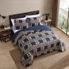 imageEddie Bauer  Twin Quilt Set Naturally Soft Cotton Bedding wa Lightweight Feel for AllYear Comfort Reversible wMatching Pillowcase 2 Piece Bed Set Moose PlaidPinstripePatchwork BlueMadrona Plaid NavyRed