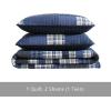 imageEddie Bauer  Twin Quilt Set Naturally Soft Cotton Bedding wa Lightweight Feel for AllYear Comfort Reversible wMatching Pillowcase 2 Piece Bed Set Moose PlaidPinstripePatchwork BlueEastmont Navy