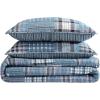 imageEddie Bauer  Twin Quilt Set Naturally Soft Cotton Bedding wa Lightweight Feel for AllYear Comfort Reversible wMatching Pillowcase 2 Piece Bed Set Moose PlaidPinstripePatchwork BlueHawthorne Blue