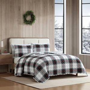 imageEddie Bauer  Twin Quilt Set Cotton Flannel Bedding with Matching Sham Rounded Corners Diamond Corner Stitch Dorm Essentials Holiday Plaid Flannel RedHoliday Plaid Flannel Red