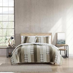 imageEddie Bauer  Twin Quilt Set Naturally Soft Cotton Bedding wa Lightweight Feel for AllYear Comfort Reversible wMatching Pillowcase 2 Piece Bed Set Moose PlaidPinstripePatchwork BlueBeigeKhakiIvory