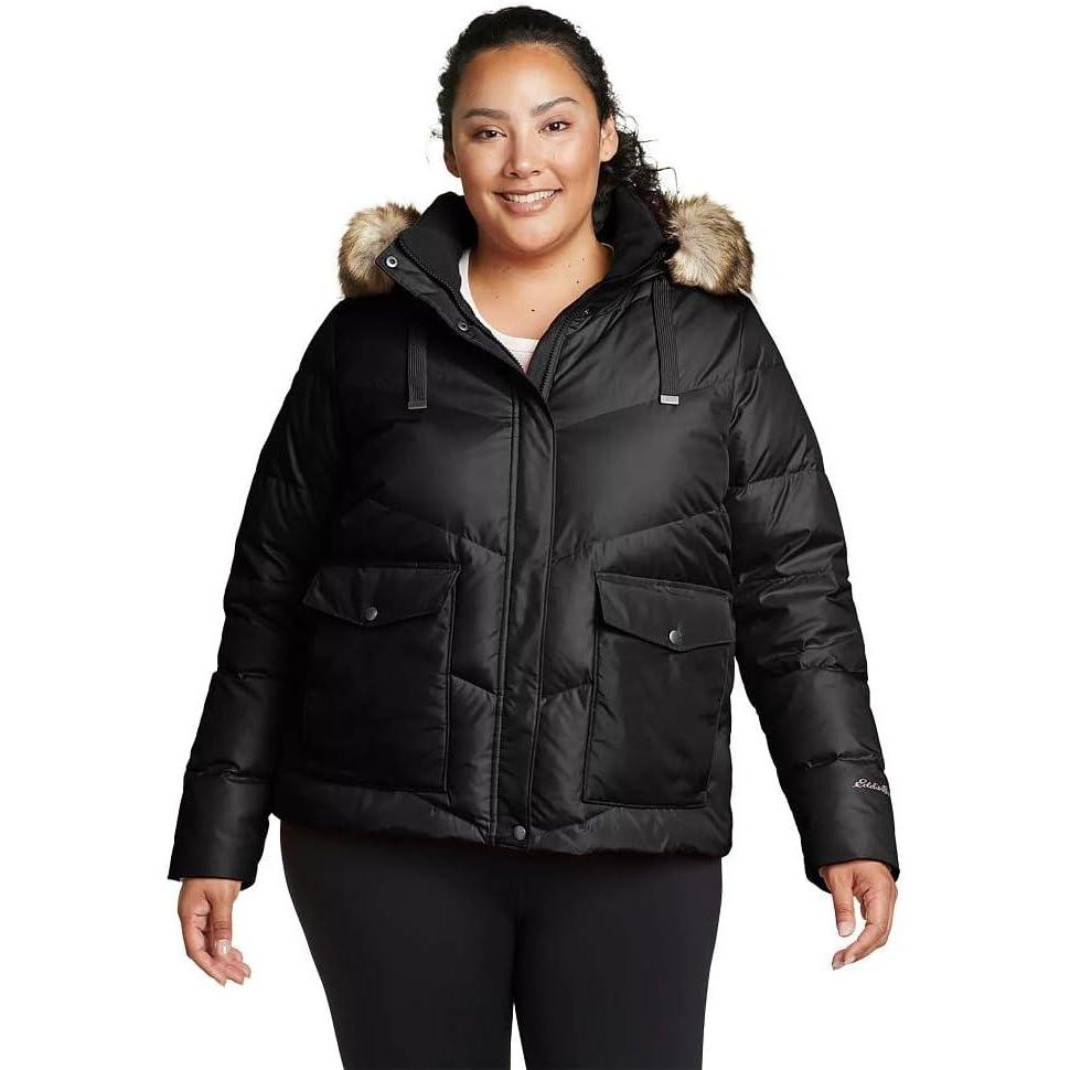 imageEddie Bauer Womens Lodge Cascadian Down HoodiePlusBlack