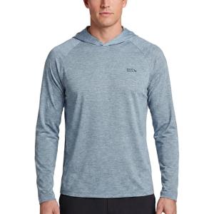 image:imageEddie Bauer Mens Hooded Long Sleeve Rash Guard Shirt  Sun Protection Lightweight Quick Dry Hoodie with Stretch Loose FitBurlap  Blue Fog