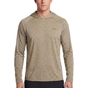 image:imageEddie Bauer Mens Hooded Long Sleeve Rash Guard Shirt  Sun Protection Lightweight Quick Dry Hoodie with Stretch Loose FitBurlap  Light Khaki